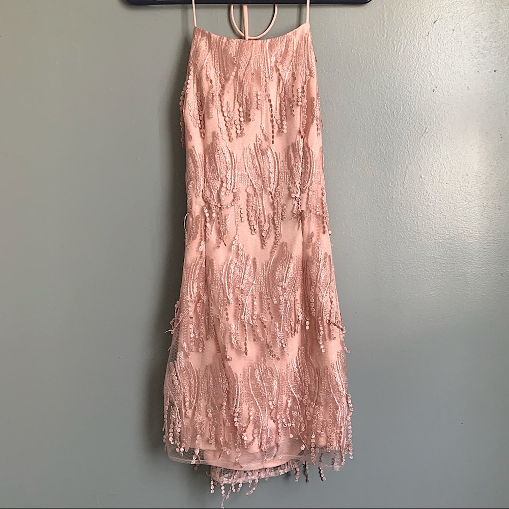 Lulus making magic fringe mini dress